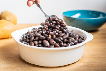 Cooked Steaming Black Beans