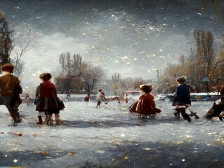 children playing in snow