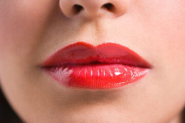 Young woman with red lips, Portrait, Extreme Close-up