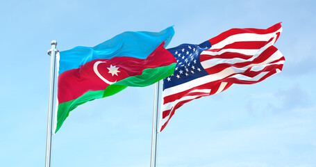 Azerbaijan vs  United States flag waving 4k 