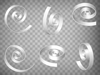 Set of perspective projections 3d spiral on transparent background.  High detailed 3d helix.  Abstract concept of graphic elements for your design. EPS 10