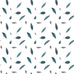 Obraz na płótnie Canvas Watercolor Seamless greenery leaves pattern tropical,botanical naive background, simple, floral, branches, wrappers, wallpapers, postcards, greeting cards, wedding invitations, gift, packaging, diy 