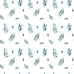 Watercolor Seamless greenery leaves pattern tropical,botanical naive background, simple, floral, branches, wrappers, wallpapers, postcards, greeting cards, wedding invitations, gift, packaging, diy
