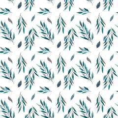 Watercolor Seamless greenery leaves pattern tropical,botanical naive background, simple, floral, branches, wrappers, wallpapers, postcards, greeting cards, wedding invitations, gift, packaging, diy
