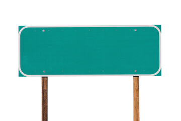 Blank green highway sign isolated.