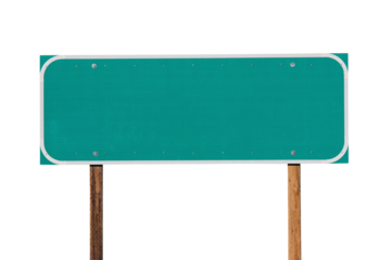 Blank green highway sign isolated.