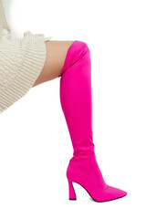 Woman's legs in shoes on isolated background