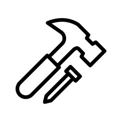 hammer line icon illustration vector graphic 