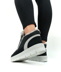 legs in black shoes isolated on white background