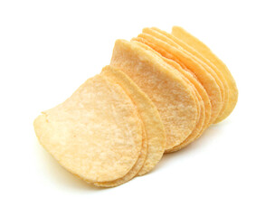 The image of the potato chips isolated on white