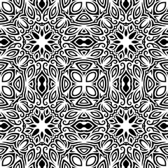 Art with black square tribal tile pattern