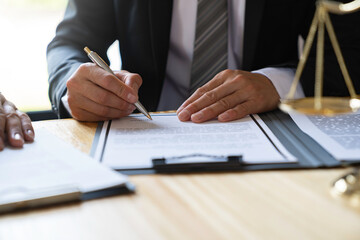 counseling lawyer business lawyers working about legal legislation in the courtroom to help their customer