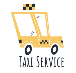 Taxi car cab driver service line sketch design element abstract set