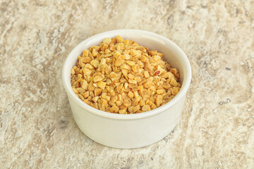 Crunched roasted peanut in the bowl