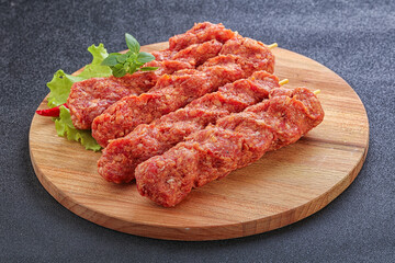 Raw beef kebab minced meat