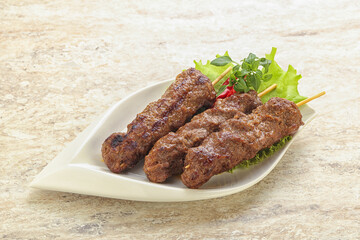 Beef kebab skewer minced meat