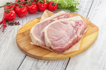Raw pork t-bone steak for grill