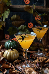 Halloween pumpkin orange cocktail. Festive drink