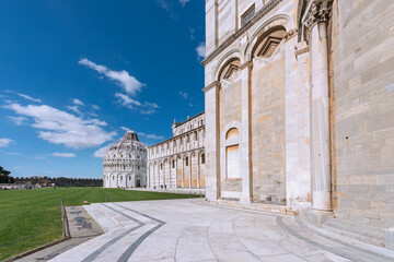 Fototapeta na wymiar The Pisa Cathedral, a masterpiece of Romanesque architectural style, it was built between 1063 and 1118 years, by the architect Buschetto. UNESCO World Heritage Site. Pisa, Italy, 2019.