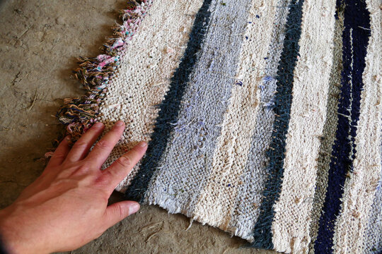 Sackcloth, Handmade Woven Sackcloth-carpet, Anatolian Rug Motifs In The Village House,