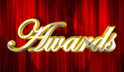 Awards Show Presentation Honors Ceremony Red Curtains Word 3d Illustration