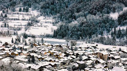 French alps village in the winter