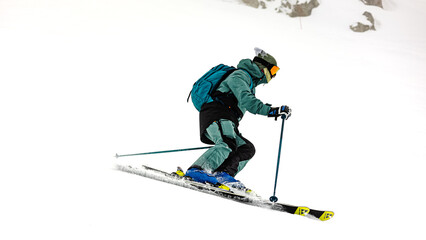 Fototapeta na wymiar Skier in the French Alps, Courchevel