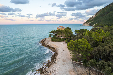 Aerial view of Italian coast in Portonovo