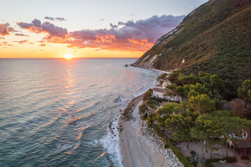 Obraz premium Aerial view of Italian coast in Portonovo