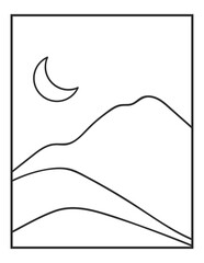 Boho landscape, boho landscape line drawing, minimalist landscape