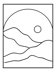 Boho landscape, boho landscape line drawing, minimalist landscape