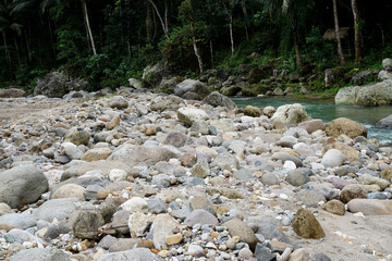 rocks in the river in the tropics of Indonesia   