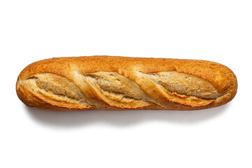 Traditional French baguette with golden crust