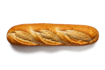 Traditional French baguette with golden crust