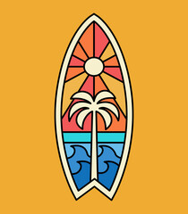 Vector surfing theme badge design. For t-shirt prints, posters, stickers and other uses.