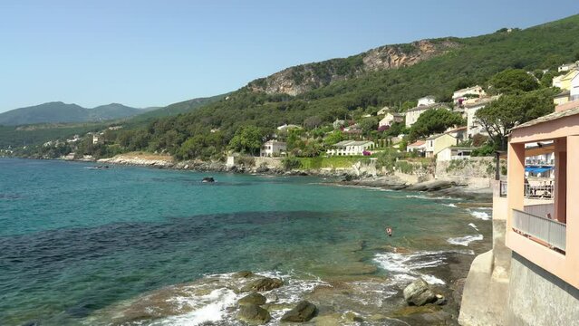 The picturesque village of Erbalunga on a summer morning, in Cap Corse, Corsica, France.