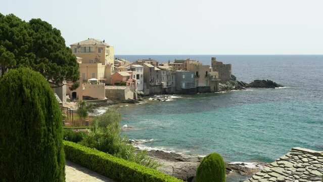 The picturesque village of Erbalunga on a summer morning, in Cap Corse, Corsica, France.