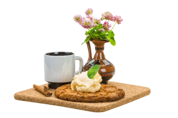 Breakfast wirh coffee and cookie