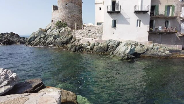 The picturesque village of Erbalunga on a summer morning, in Cap Corse, Corsica, France.