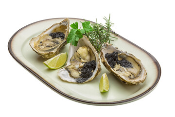 Oysters with black cavair