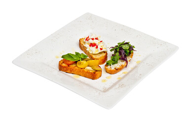 different colored Canapes on a white background