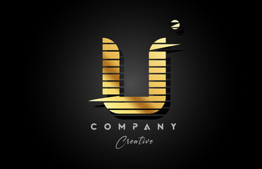 gold golden U alphabet letter logo icon design with line stripe and circle. Creative template for business and company © dragomirescu