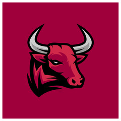 Bull head mascot esport logo character with shield for sport and gaming logo concept