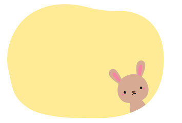 かわいいうさぎの手描きラフフレーム01/黄色