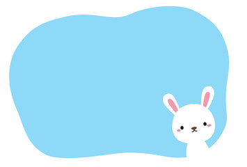 かわいいうさぎの手描きラフフレーム03/水色