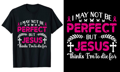 Jesus Breast Cancer typography T-shirt Design