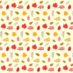 Seamless pattern with golden autumn leaves