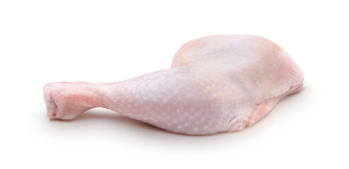 Chicken thigh isolated on white. - obrazy, fototapety, plakaty