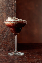 Coffee and chocolate cocktail with whipped cream.