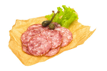 Spanish Salchichon sausage with salad